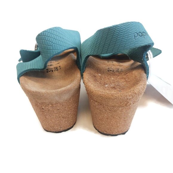 Papillio By Birkenstock Soley Leather Wedge Sandals Size 6 Biscay Bay NARROW Fit - Picture 7 of 9